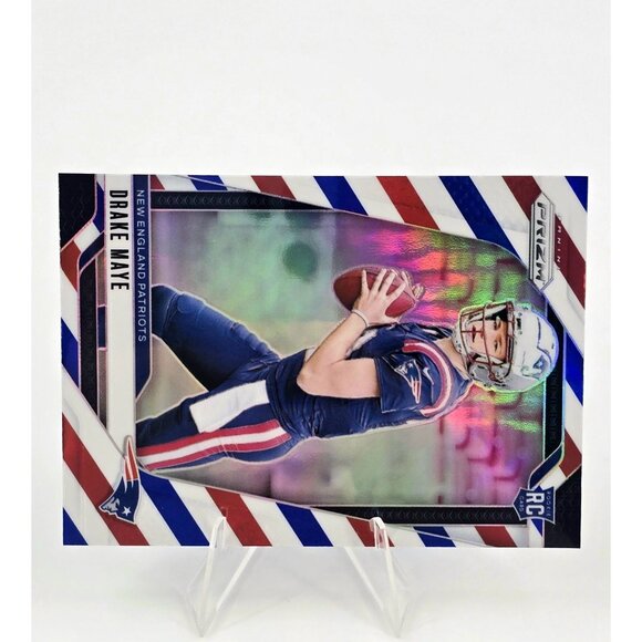 Drake Maye 2024 Panini Prizm #329 Red White & Blue Prizm RC NE Patriots SP - Picture 4 of 5